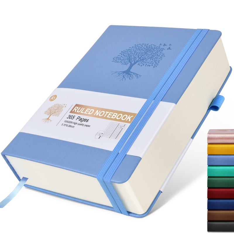 Ansopu Lined Journal Notebook -365 Pages A5 Thick Journals for Writing College Ruled Notebook  Hardcover Leather Journal for Women Men  Daily Journal Notebook for Work  Note Taking  100Gsm Lined Paper ( 5.75'' X 8.38'' Blue) - Image 1